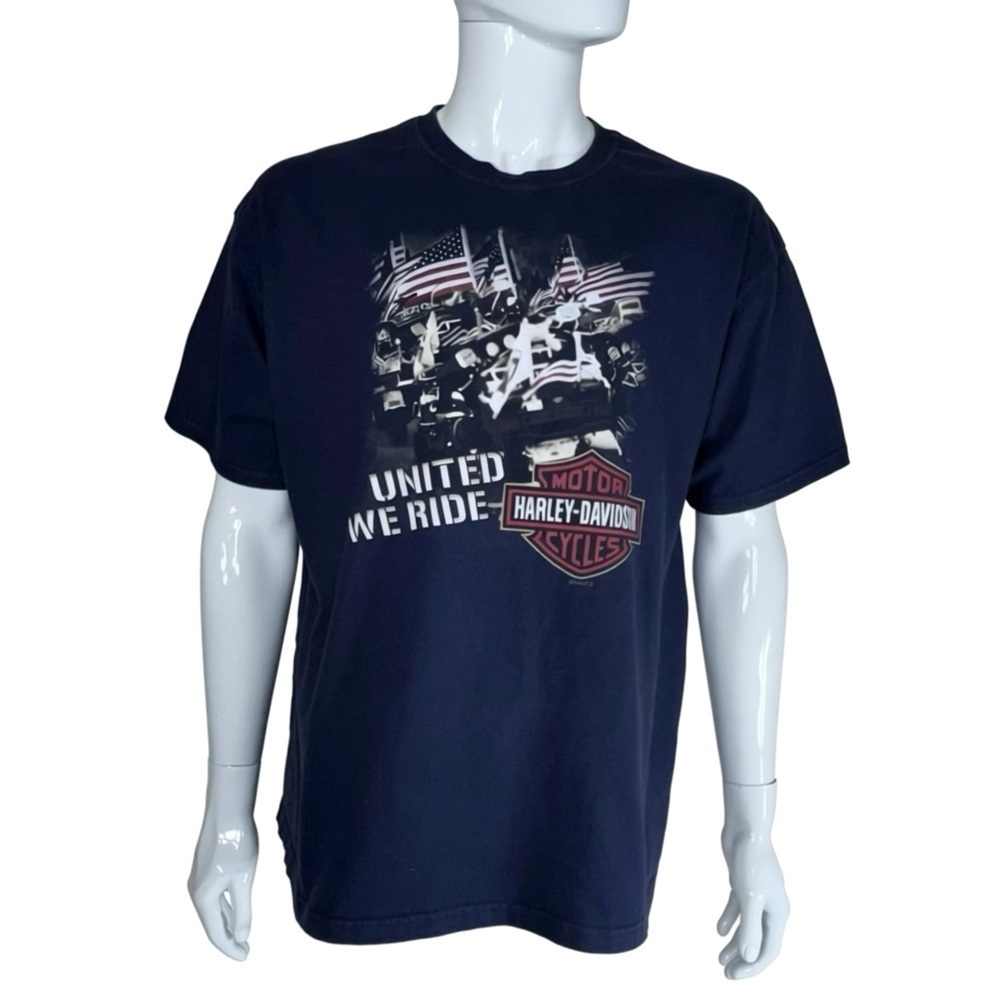 Harley-Davidson Men's Y2K United We Ride Caliente San Antonio  Navy Blue Tee